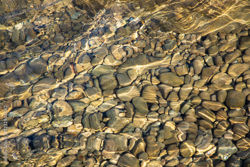 Macro view of stones under water.