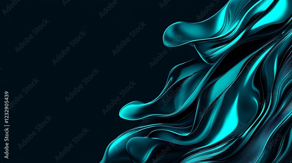 Obraz premium Abstract Teal Liquid Swirls Design Background