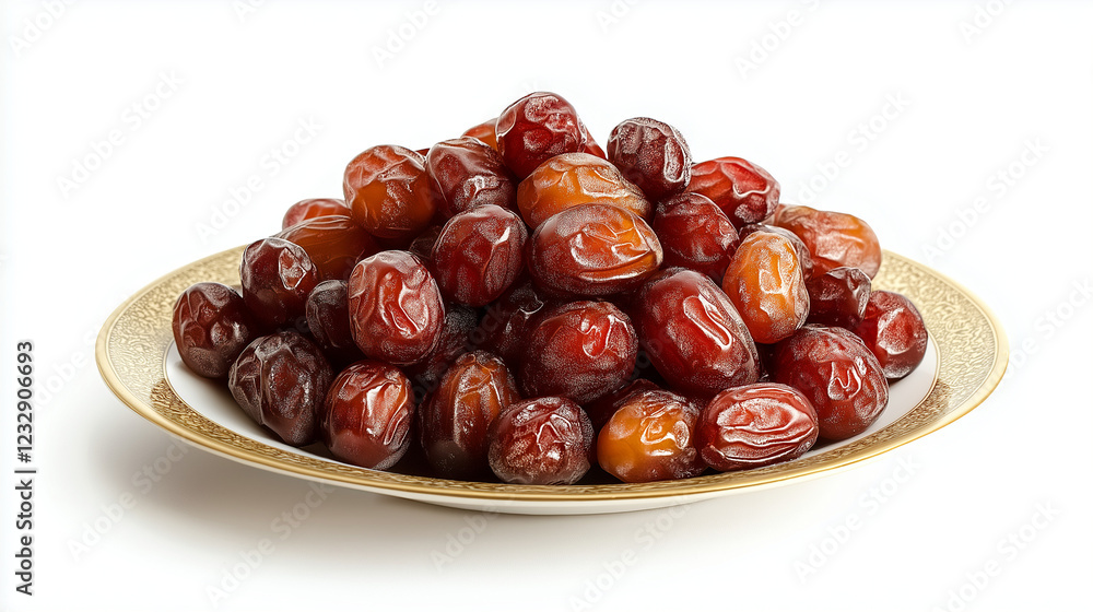 Obraz premium date fruit on plate isolated on white background
