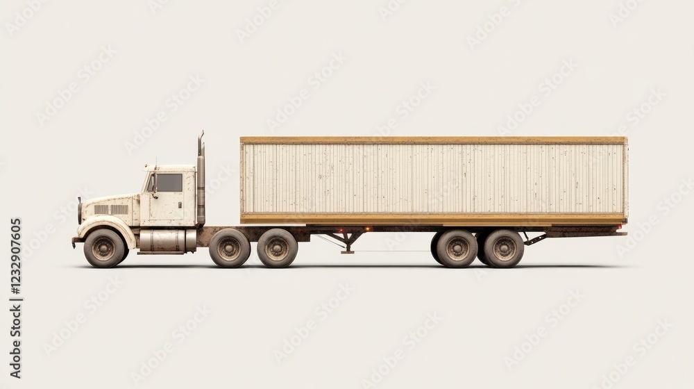 White Semi Truck Trailer Isolated On White Background White Semi Truck Trailer Isolated On White Background