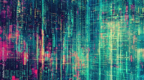 Wallpaper Mural Abstract Futuristic Data Visualization with Bright Colors and Patterns Torontodigital.ca