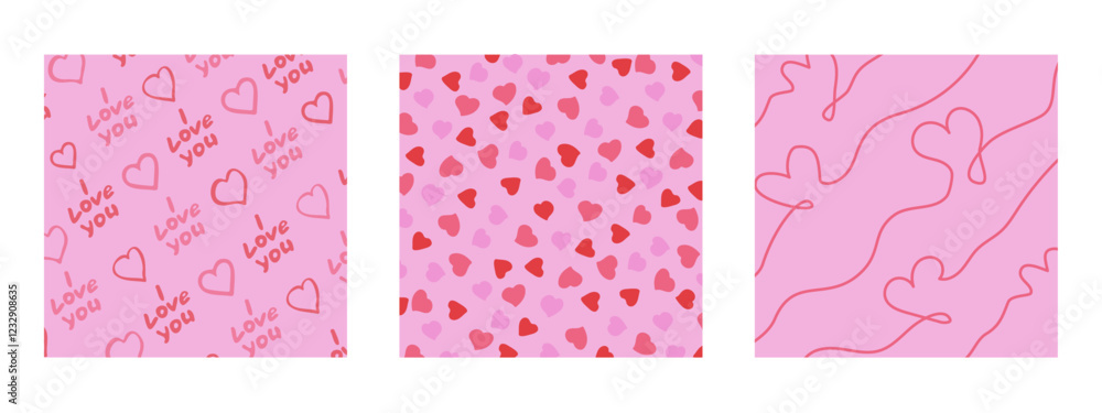Three square hand-drawn illustrations featuring various St Valentine's thematic backgrounds. Suitable for greeting cards, banner design, and web or internet ads. Hand drawn vector Three square hand-drawn illustrations featuring various St Valentine's thematic backgrounds. Suitable for greeting cards, banner design, and web or internet ads. Hand drawn vector