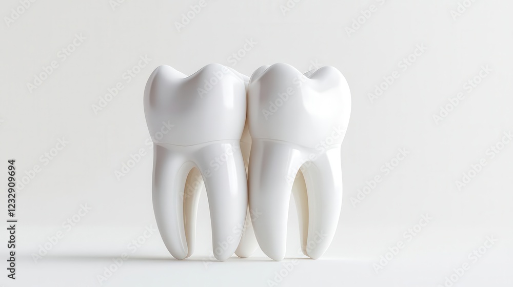 Close-up of two white dental teeth models on a clean background. Close-up of two white dental teeth models on a clean background.