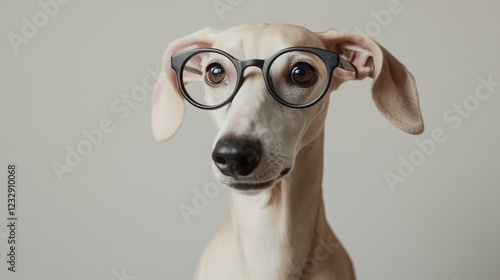 An Italian Greyhound Puppy Wearing Round Glasses