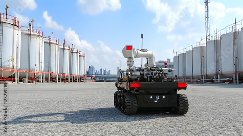 Robotic inspection unit in industrial facility.