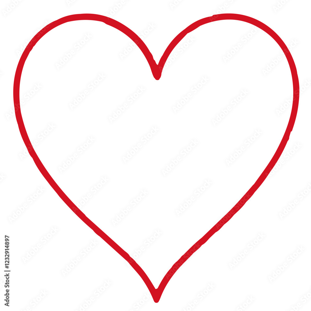 Outline drawing of red heart in hand style Outline drawing of red heart in hand style
