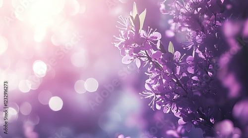 Delicate Purple Blossoms Blooming in Soft Sunlight