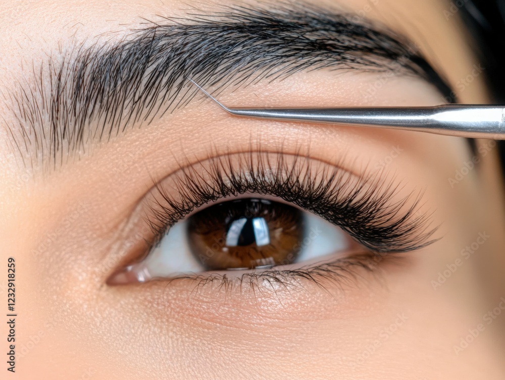 Fototapeta premium close-up of eyebrow lamination procedure
