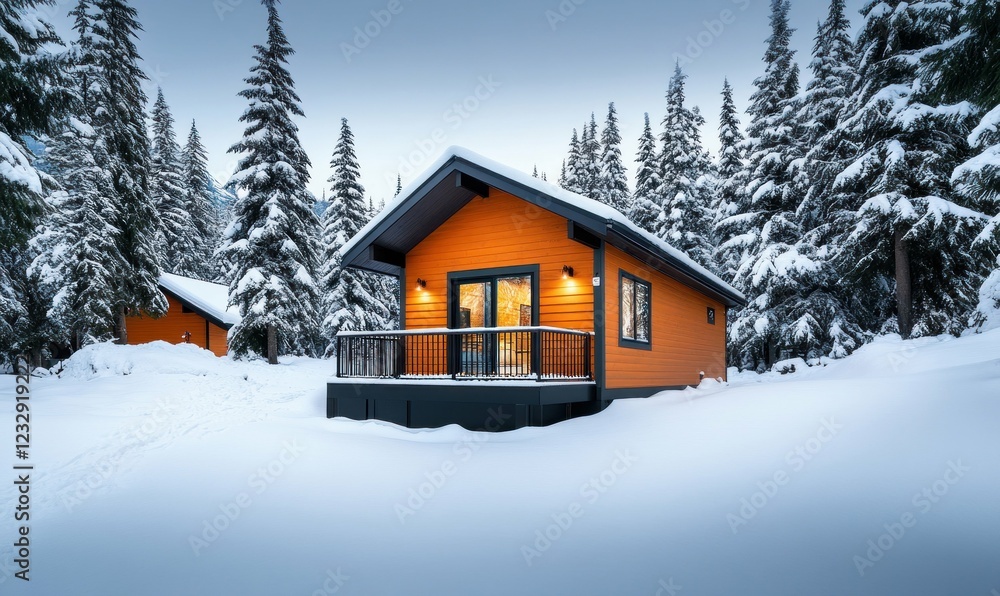 Cozy Wooden Cabin in Snowy Winter Forest Cozy Wooden Cabin in Snowy Winter Forest