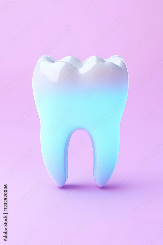A modern tooth sculpture with a gradient effect on a pastel background. A modern tooth sculpture with a gradient effect on a pastel background.