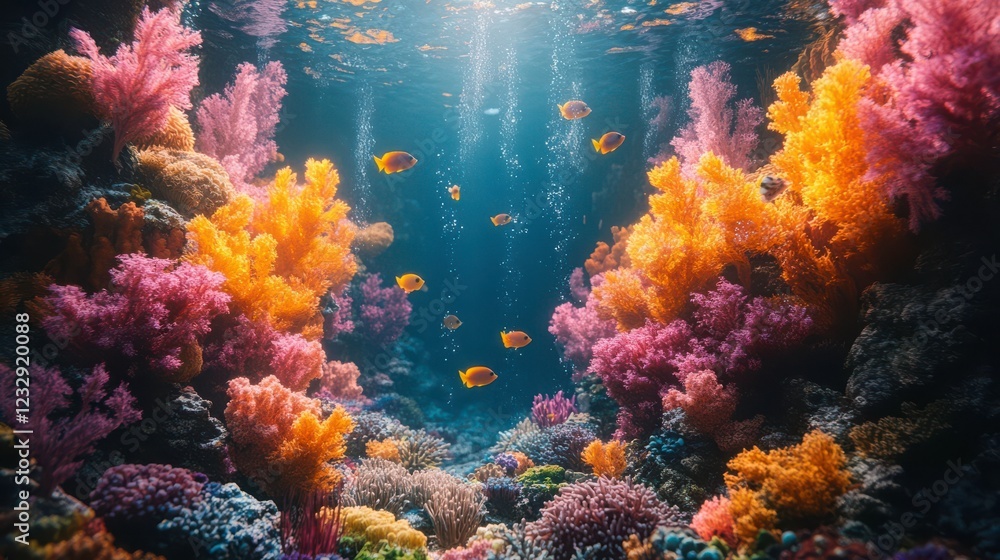 Fototapeta premium Vibrant Coral Reef Underwater Scene