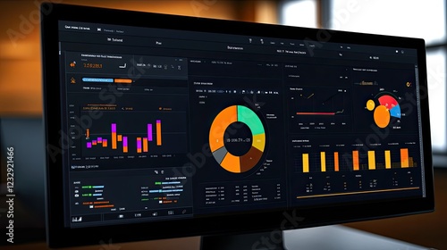 Computer Screen Displays Various Data Charts And Graphs