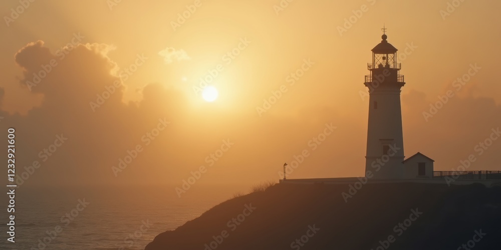 A serene lighthouse silhouette against a vibrant sunset, symbolizing guidance and safety along coastlines, ideal for travel, maritime, or inspirational projects. A serene lighthouse silhouette against a vibrant sunset, symbolizing guidance and safety along coastlines, ideal for travel, maritime, or inspirational projects.