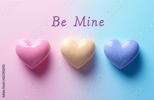 Wallpaper Mural A pink and blue Valentine's card with a heart design and Be Mine text. Torontodigital.ca