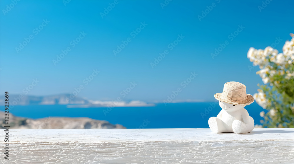 Fototapeta premium Greek Island View Figurine on Wall, Seascape