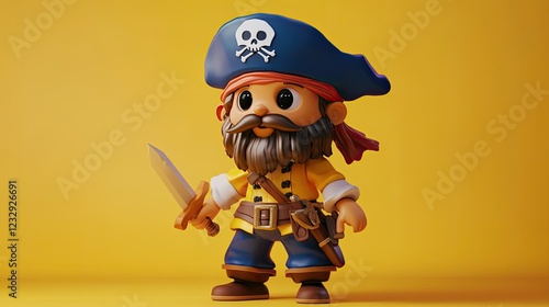 Adorable Cartoon Pirate Character Holds Sword photo