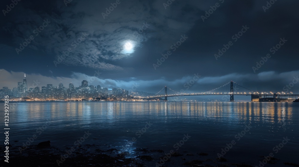 Captivating Night View of San Francisco Skyline and Bay Bridge Captivating Night View of San Francisco Skyline and Bay Bridge