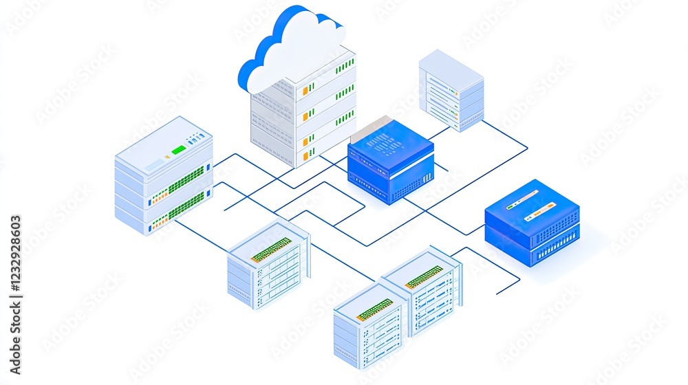 Cloud based server network infrastructure diagram illustration Cloud based server network infrastructure diagram illustration