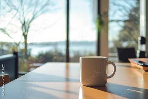 Beautiful latte art in a cozy caf setting with lush greenery