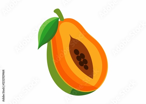 papaya slice vector illustration