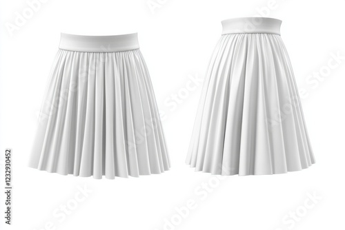 Elegant white pleated skirt displayed from multiple angles for fashion inspiration and design ideas photo