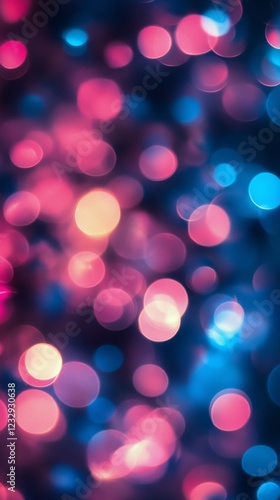 Colorful bokeh lights create a vibrant atmosphere in a festive celebration at...