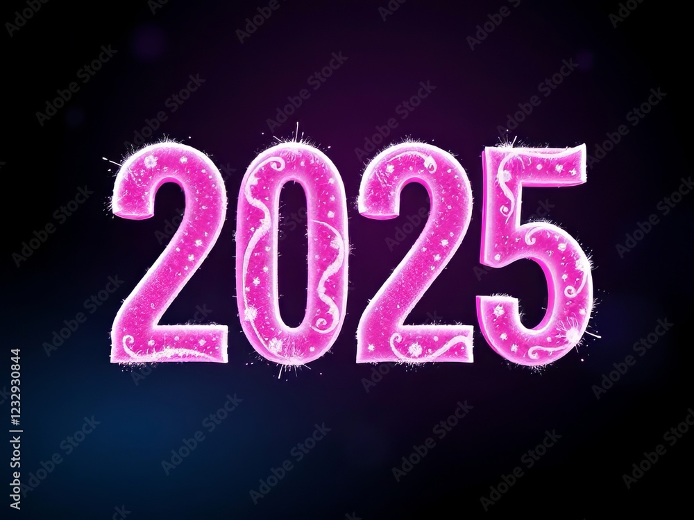 Happy New Year 2025 Sparkling Pink Numbers - Modern Winter Design Happy New Year 2025 Sparkling Pink Numbers - Modern Winter Design