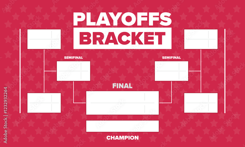 Naklejka premium Playoffs bracket. Playoffs grid. Sport tournament bracket. Game and competition schedule. Season final. Team and players. Championship winner. Match score. Vector poster