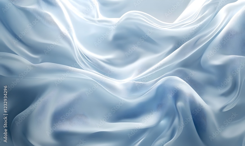 Obraz premium Light blue silk fabric, flowing waves, soft texture, background, design