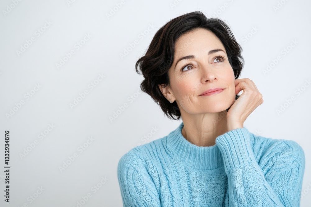 thoughtful mature woman looking up thoughtful mature woman looking up
