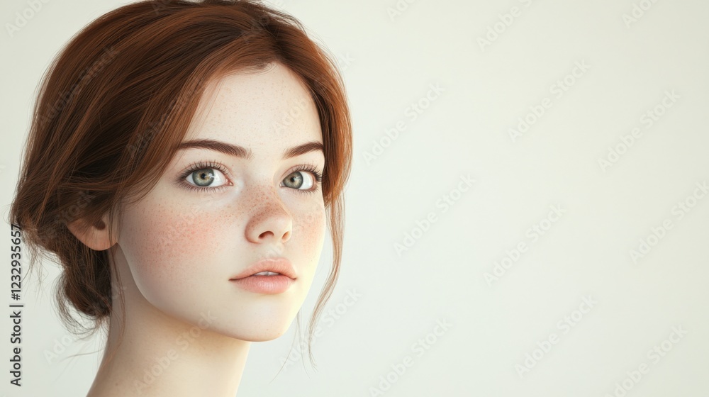 portrait of a beautiful young woman with freckles and auburn hair portrait of a beautiful young woman with freckles and auburn hair