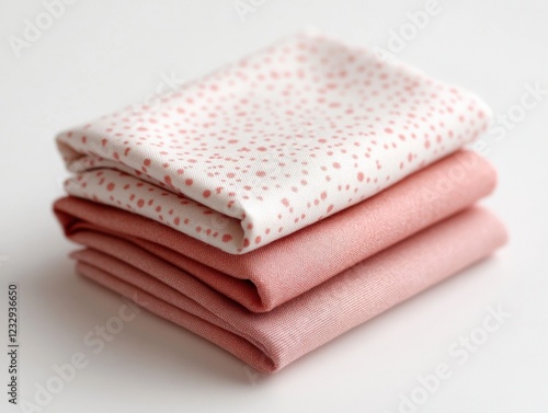 stack of pink and white patterned fabric