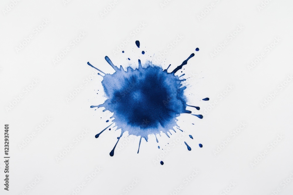 abstract blue ink blot on white paper abstract blue ink blot on white paper