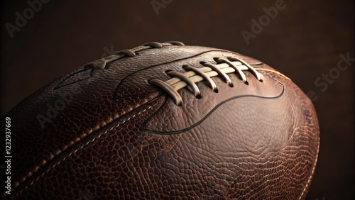 Close-up of a vintage leather football