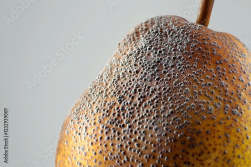 Unique textured surface of a ripe pear showcasing intricate details in natura...