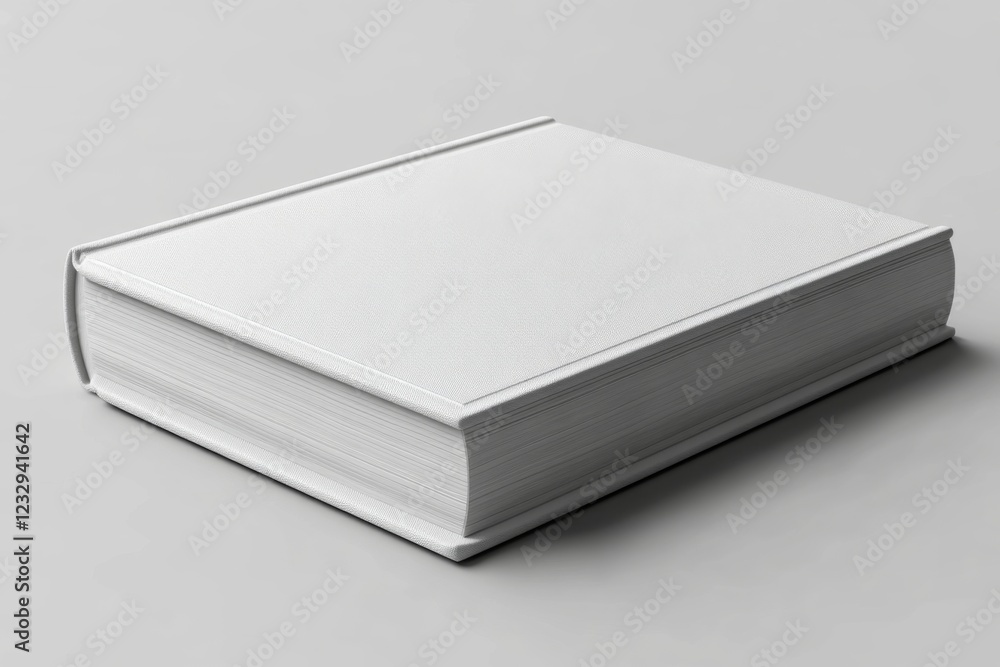 White blank hardcover book lying on table, mockup, suggesting literature and education White blank hardcover book lying on table, mockup, suggesting literature and education