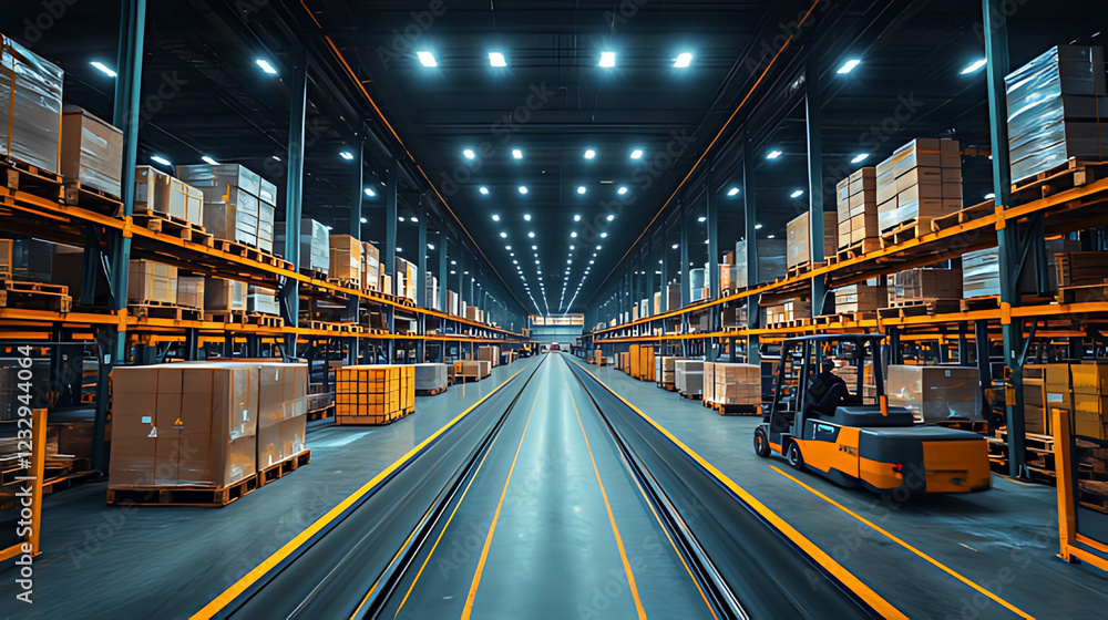 Warehouse forklift operation, logistics center, automated storage Warehouse forklift operation, logistics center, automated storage