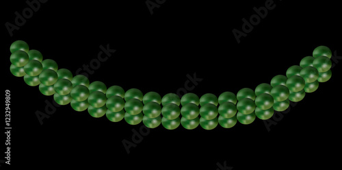 Multilayer Pearl Necklace On Black Background, Vintage Jewelry Beads Garland Vector Illustration.	