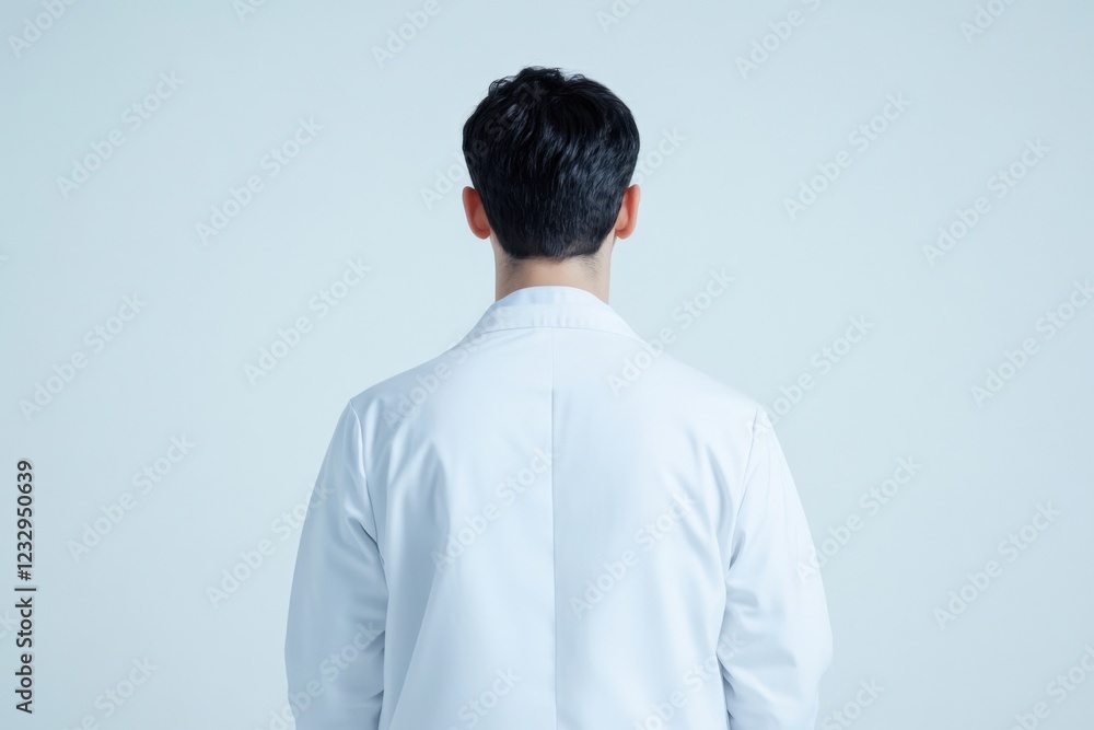 back view of a doctor in a white lab coat back view of a doctor in a white lab coat
