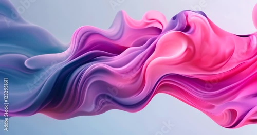 3d rendering fluid organic shapes pink purple blue fabric textures light background elegant
