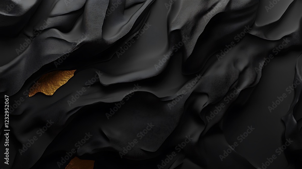Obraz premium Abstract Black Drapery with Gold Accents