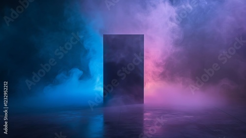 Wallpaper Mural Smoky Rectangle Portal in a Dystopian Space with a Dual Tone Atmosphere and Concrete Floor Torontodigital.ca