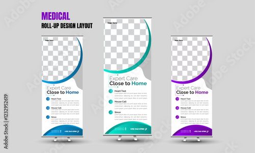 Health service Roll-up banner design template