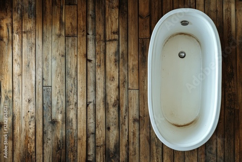 Modern freestanding bathtub in a beautifully designed wooden bathroom interior