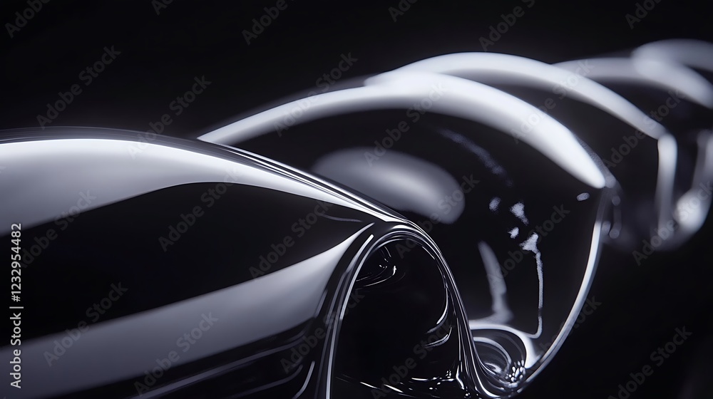 Abstract Black Curves Reflecting Light Abstract Black Curves Reflecting Light