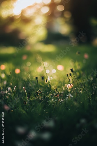Vibrant wildflowers bloom in a sunlit green meadow during spring