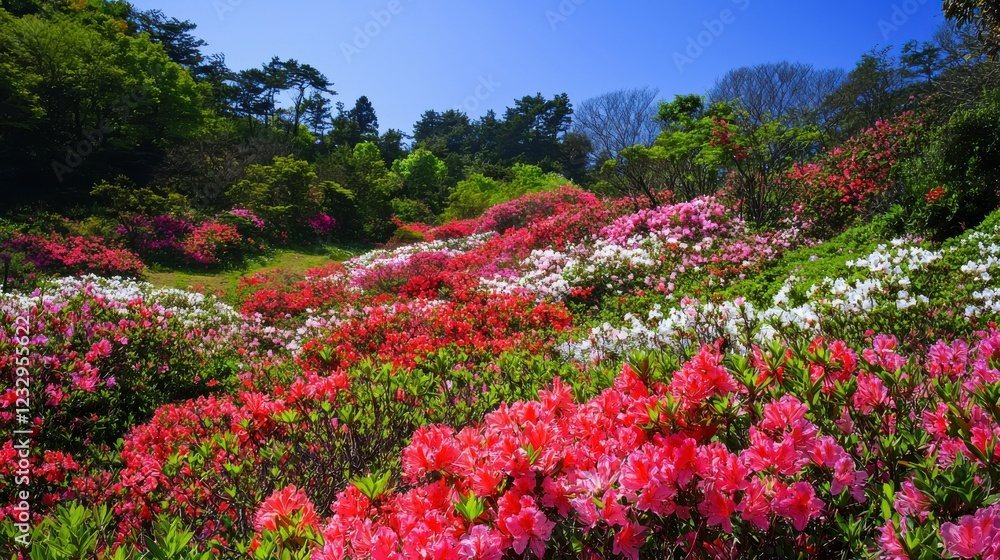 Meadow Filled with Blooming Red, Pink, and White Flowers Meadow Filled with Blooming Red, Pink, and White Flowers