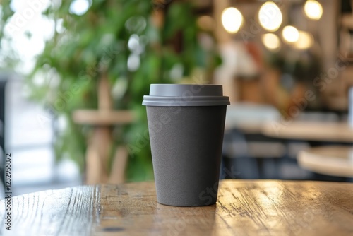 Beautiful latte art in a cozy caf setting with lush greenery