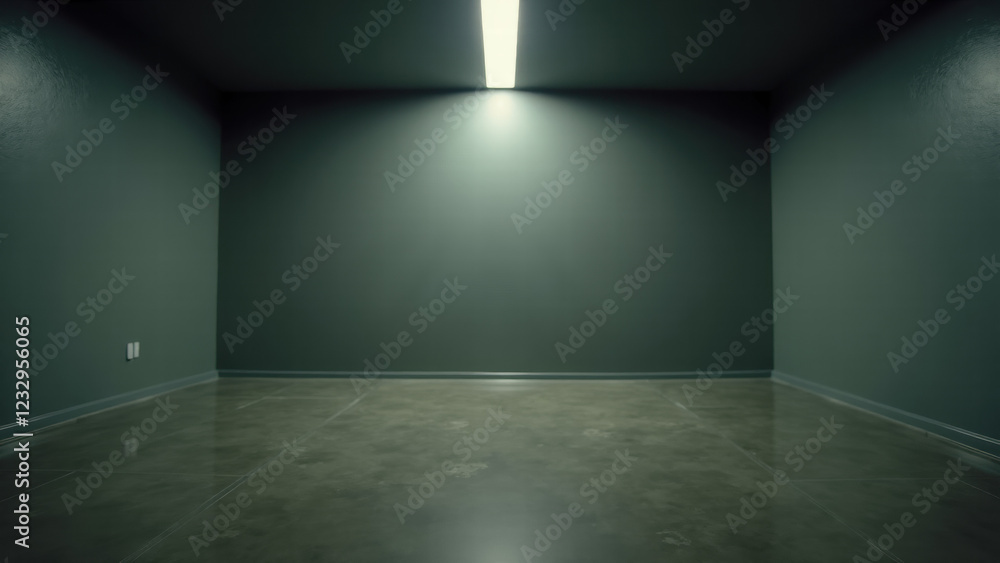Obraz premium Minimalist Grey Room with Neon Lighting Creating a Modern Atmosphere
