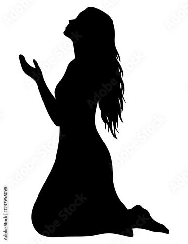 silhouette of a woman worshiping god